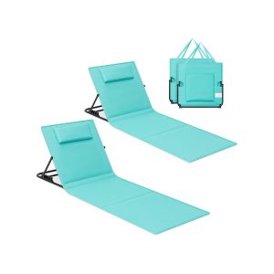 Juego de 2 tumbonas de playa 158x55 cm azul lago