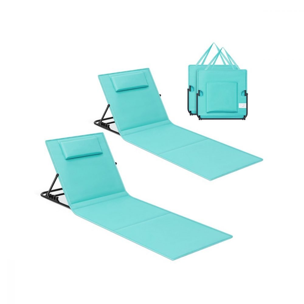 Juego de 2 tumbonas de playa 158x55 cm azul lago