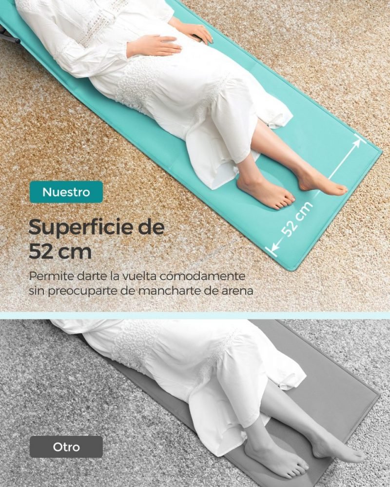 Juego de 2 tumbonas de playa 158x55 cm azul lago - Imagen 5