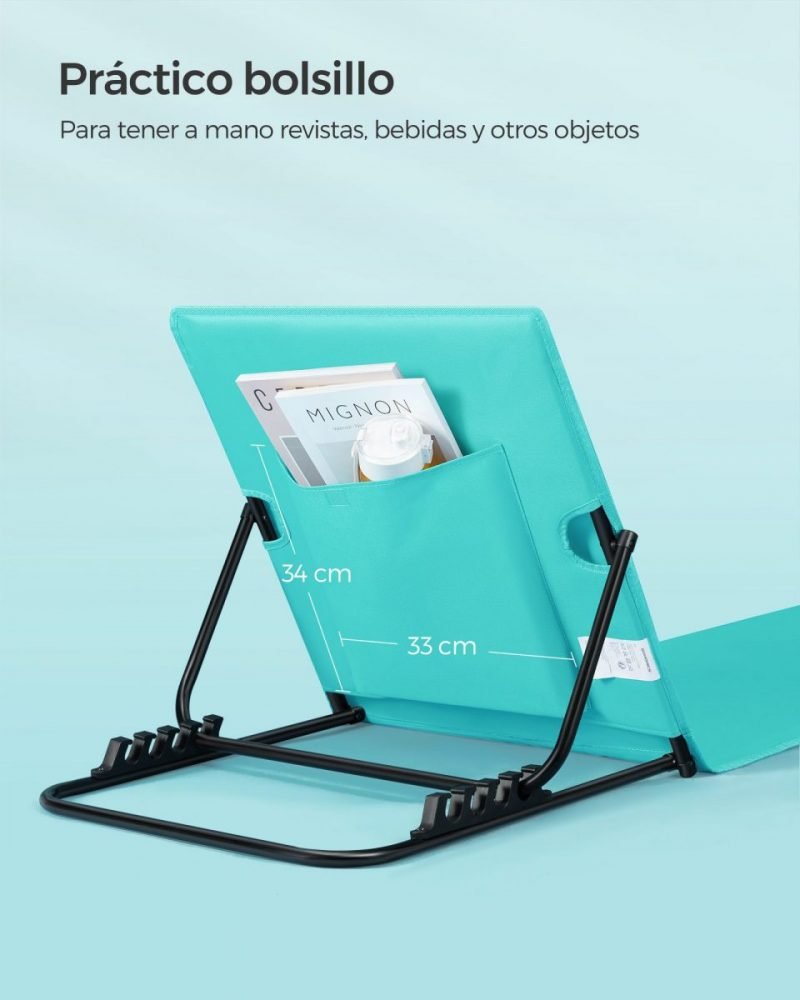 Juego de 2 tumbonas de playa 158x55 cm azul lago - Imagen 3