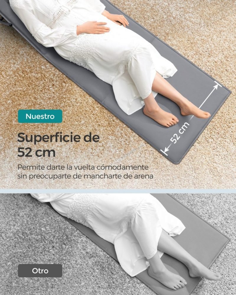 Juego de 2 tumbonas de playa 158x55 cm gris pizarra - Imagen 2