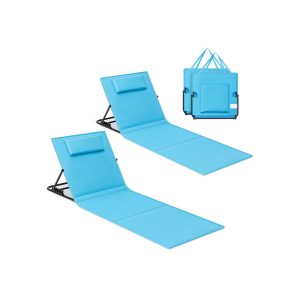 Juego de 2 tumbonas de playa 158x55 cm azul cielo