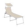 Tumbona reclinable con parasol, 65x200 cm, carga 150 kg, beige