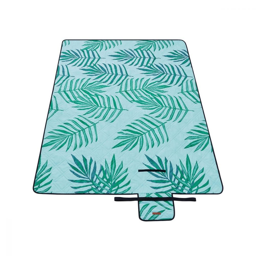Manta de picnic 300x200 cm motivo de helechos y azul claro