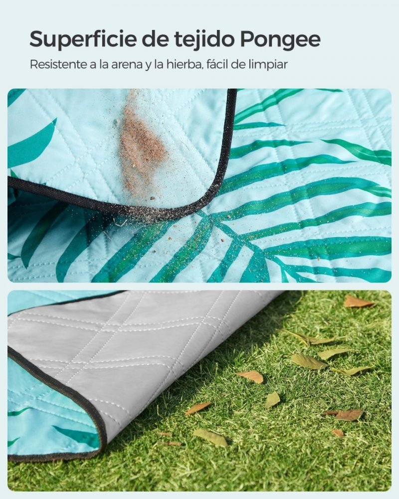 Manta de picnic 300x200 cm motivo de helechos y azul claro - Imagen 3