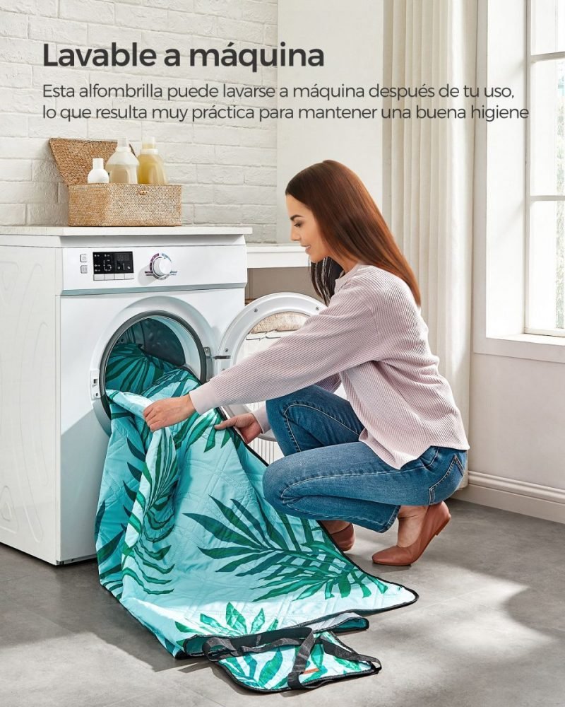 Manta de picnic 300x200 cm motivo de helechos y azul claro - Imagen 4