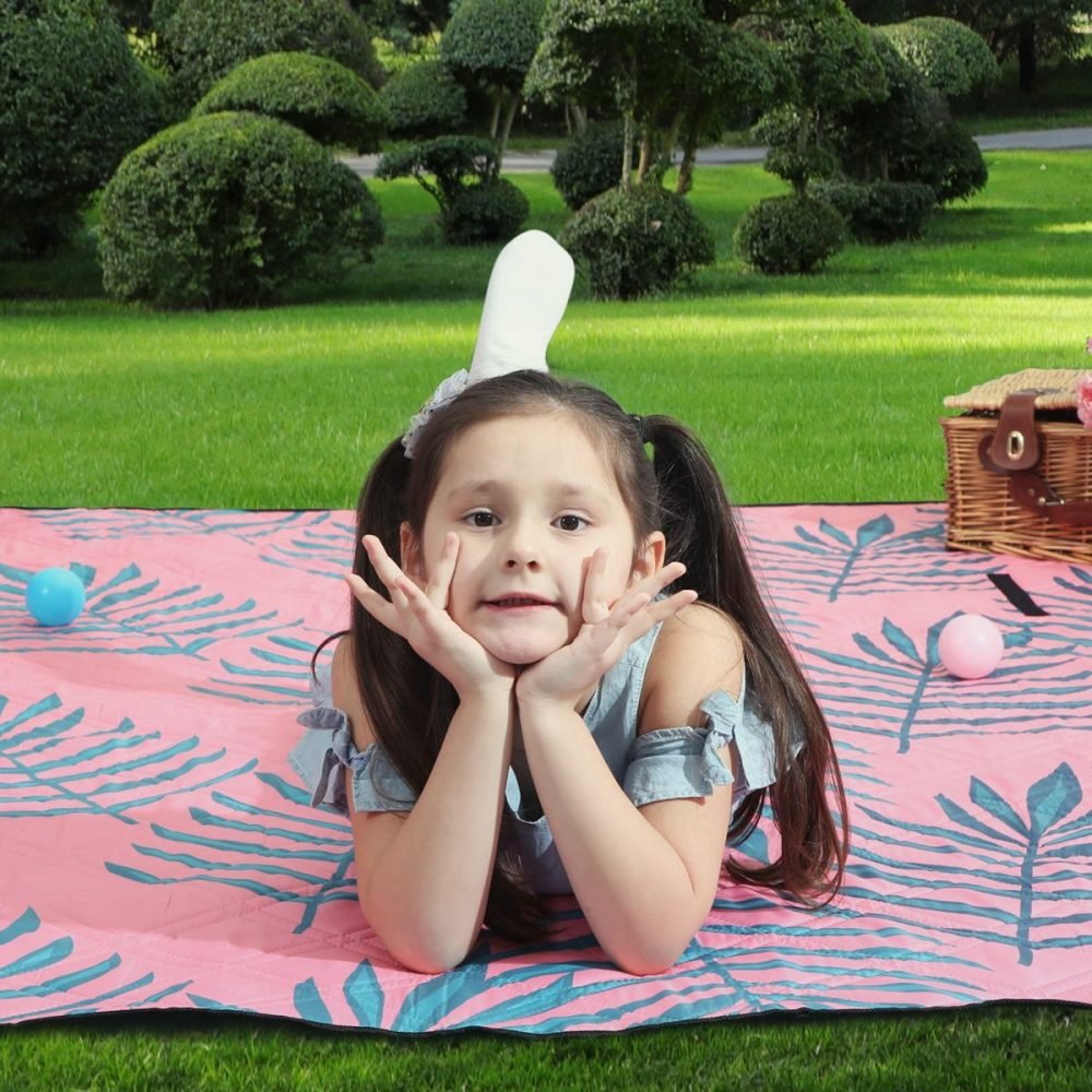 Manta de picnic 200x200 cm diseño de helecho y rosa - Imagen 3