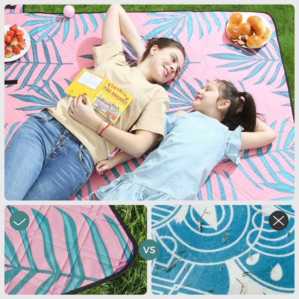 Manta de picnic 200x200 cm diseño de helecho y rosa - Imagen 4