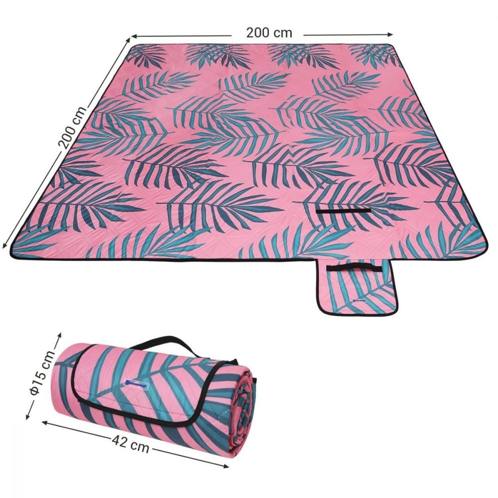 Manta de picnic 200x200 cm diseño de helecho y rosa - Imagen 6