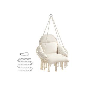 Hamaca colgante con cojín grande para terraza beige