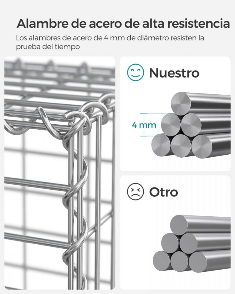 Gavión de piedra metálico 100x90x30 cm para jardín - Imagen 4