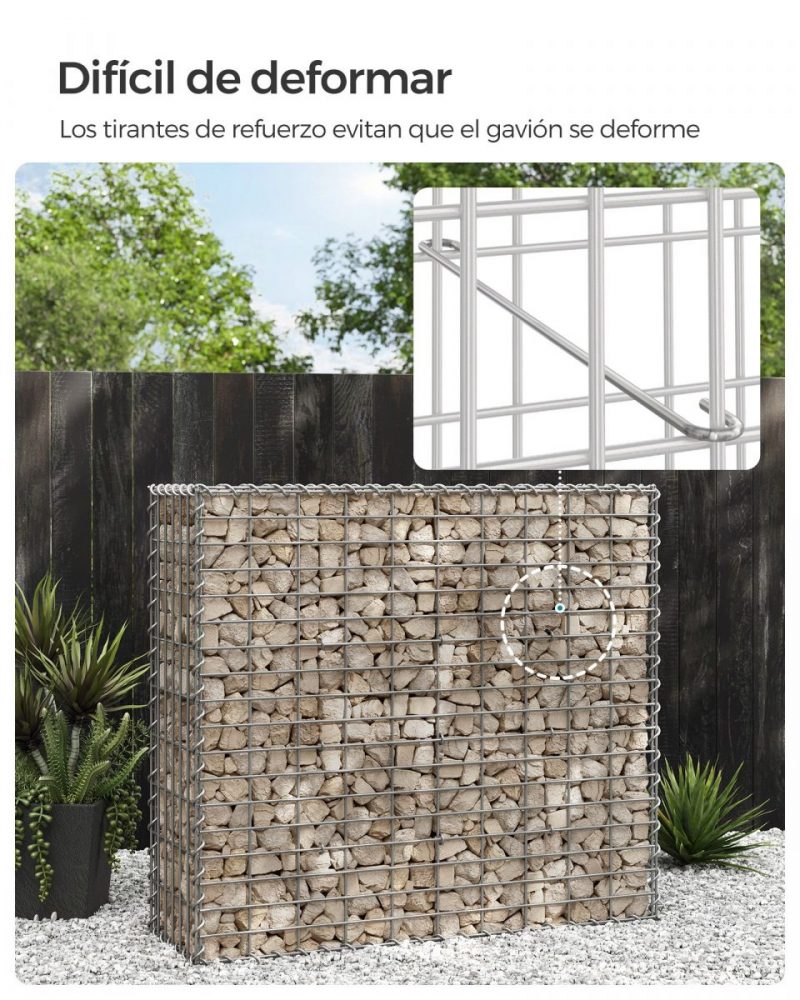 Gavión de piedra metálico 100x90x30 cm para jardín - Imagen 3