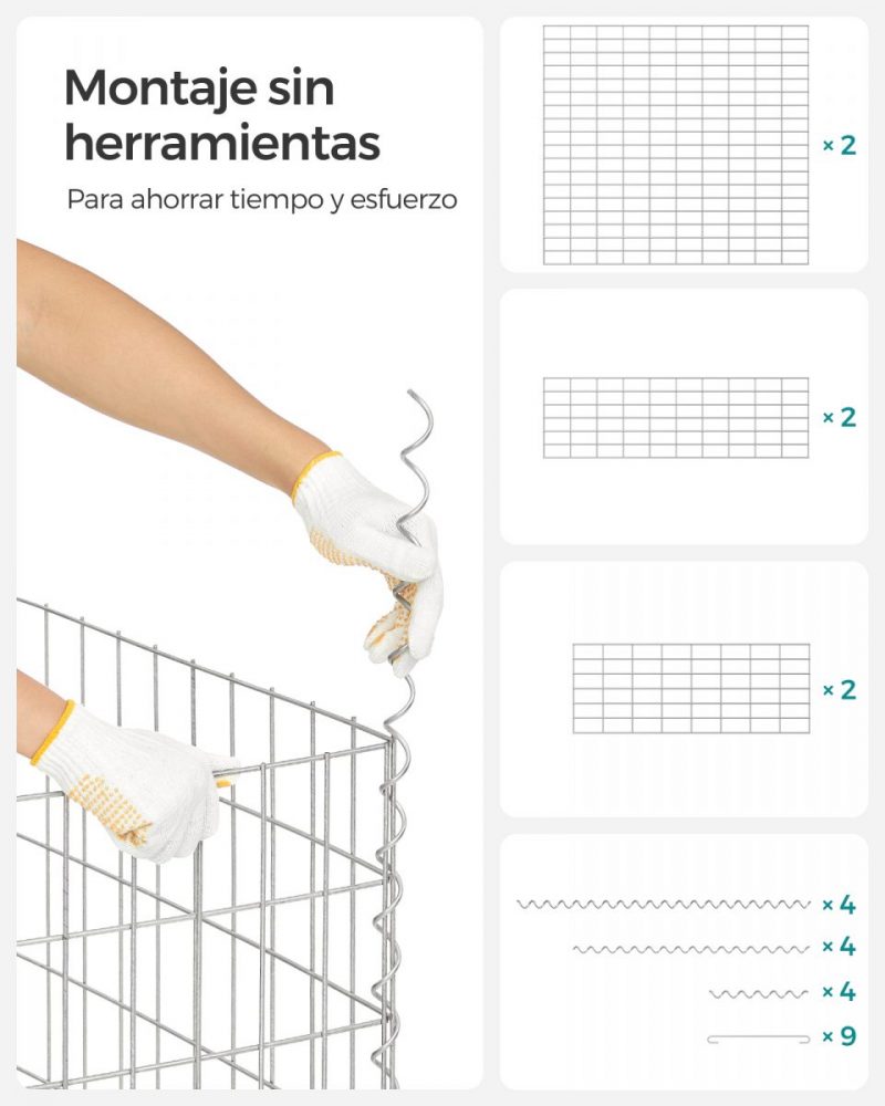 Gavión de piedra metálico 100x90x30 cm para jardín - Imagen 5