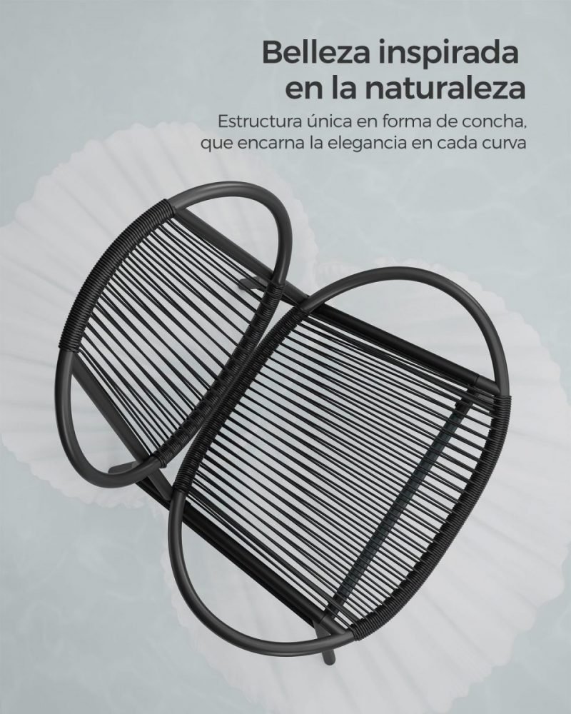 Conjunto muebles de jardín 3 piezas negro tinta - Imagen 3