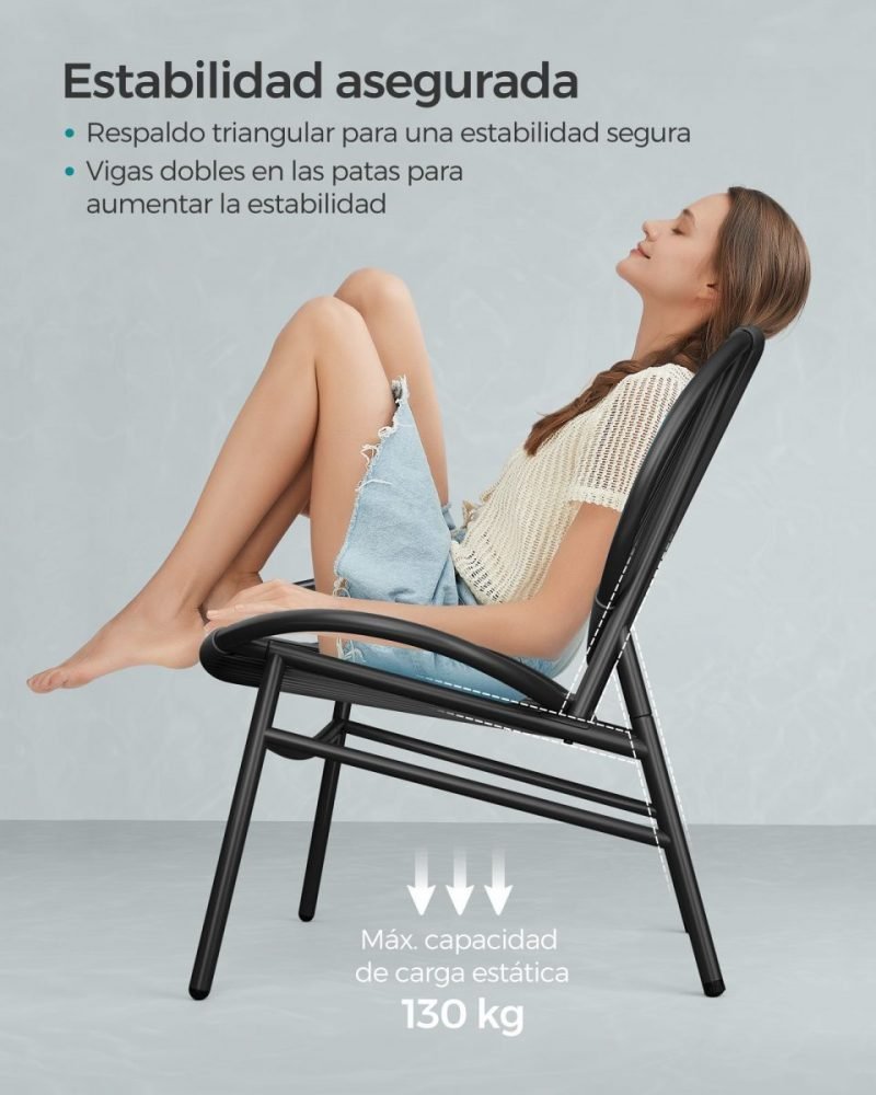 Conjunto muebles de jardín 3 piezas negro tinta - Imagen 2