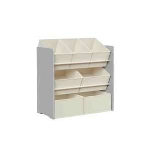 Estantería para niños con 7 cajas de tela, gris tórtola