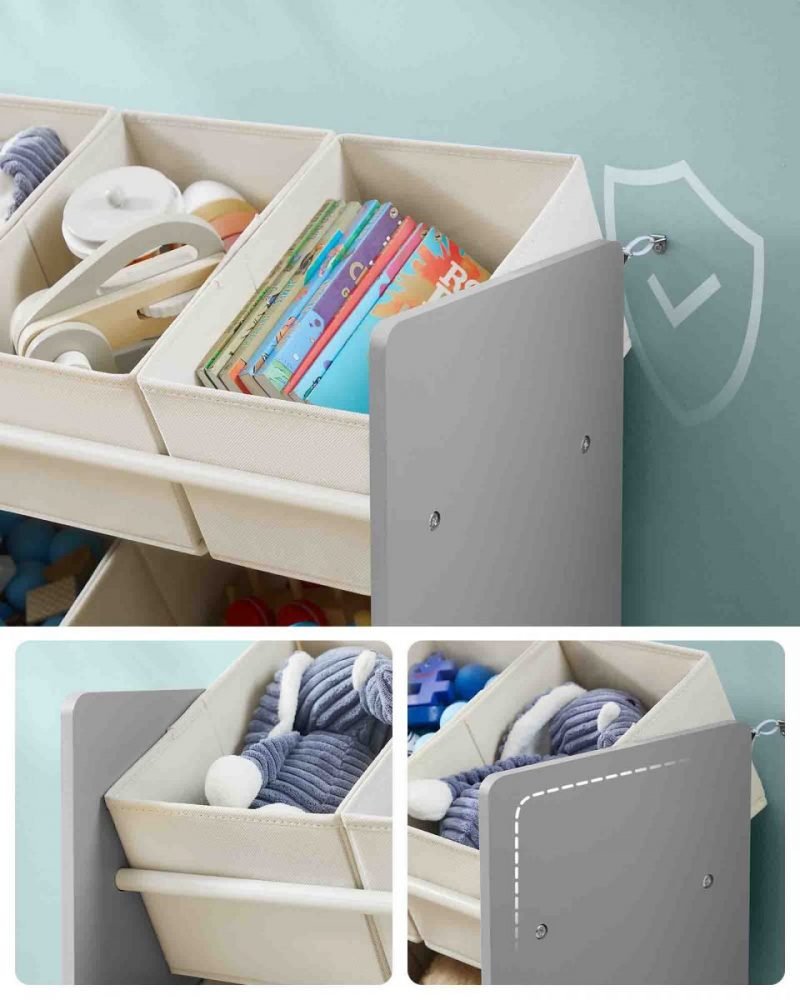Estantería para niños con 7 cajas de tela, gris tórtola - Imagen 4