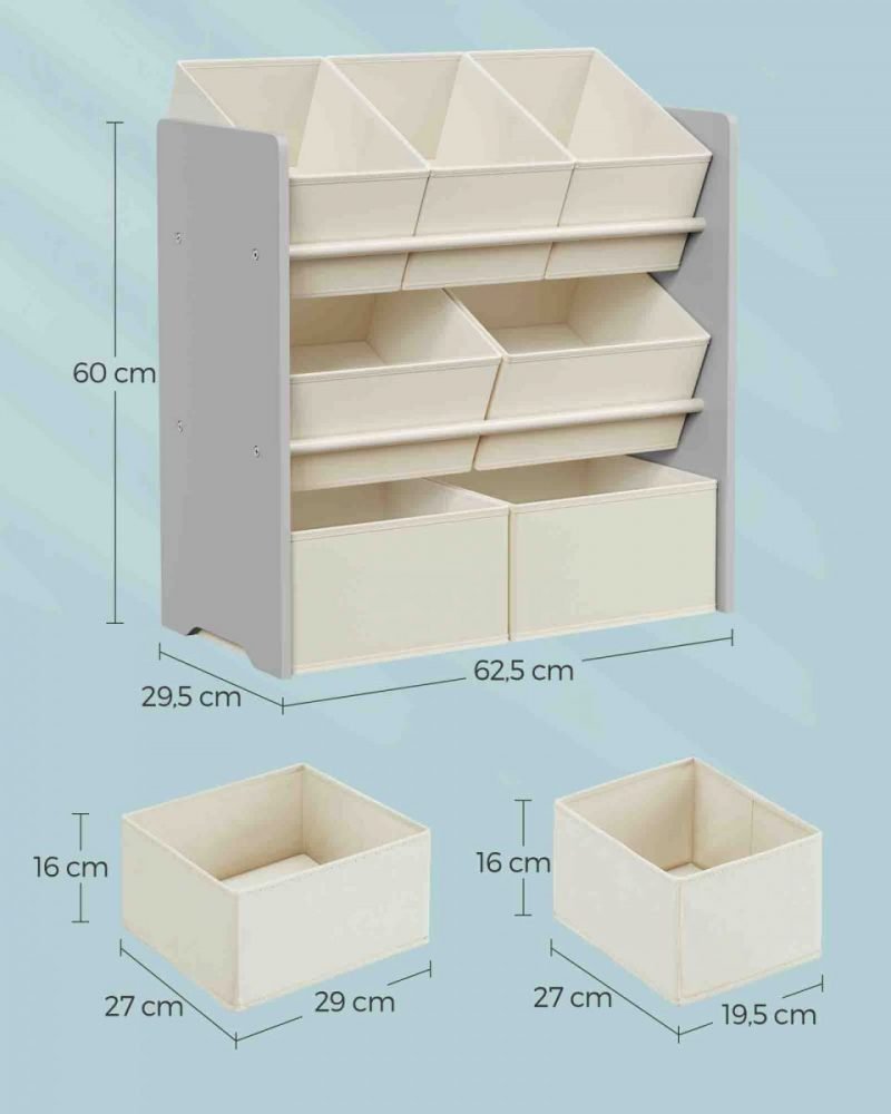 Estantería para niños con 7 cajas de tela, gris tórtola - Imagen 6