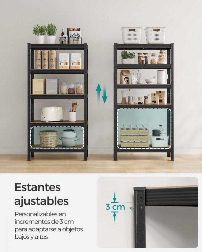 Juego 2 estanterías 5 niveles 30x75x150 cm rústico - Imagen 4