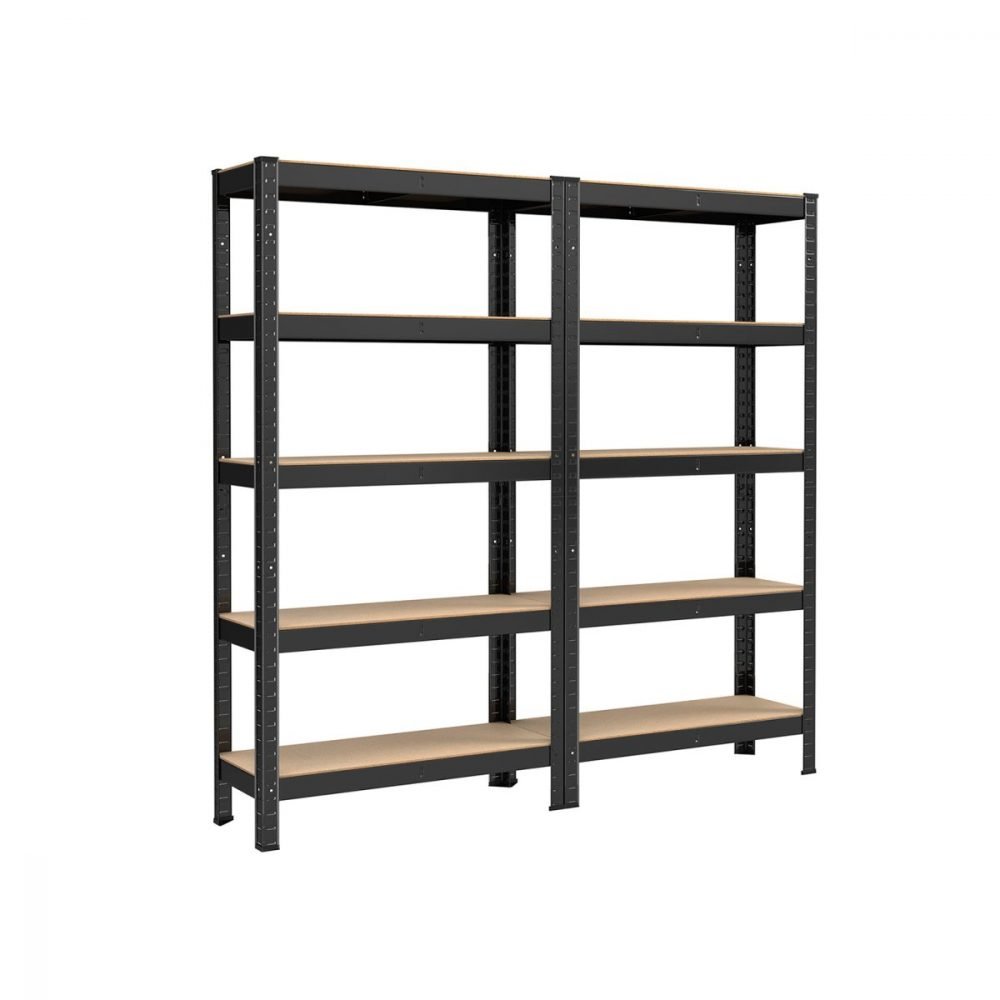 Juego de 2 estanterías pesadas de 5 niveles 30x75x150 cm negro