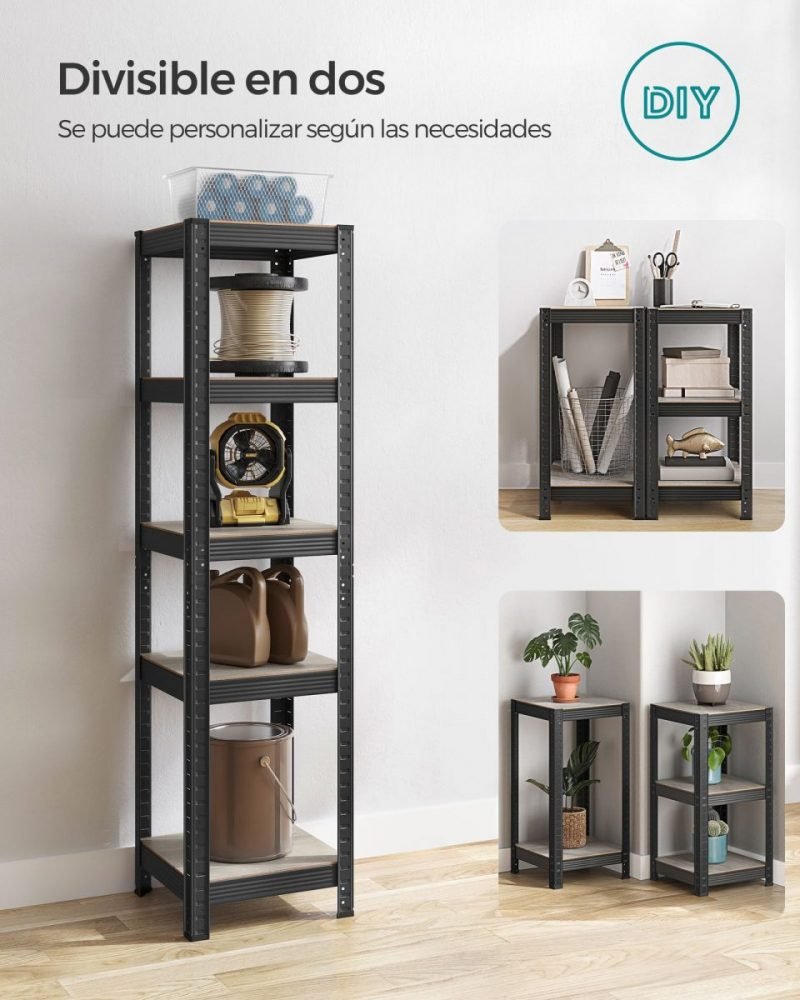 Estantería de 5 niveles 37x37x150 cm greige y negro - Imagen 2