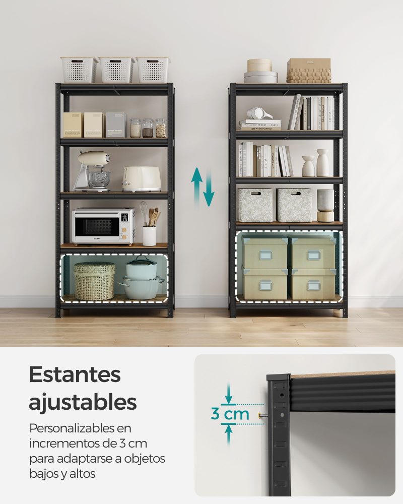 Estantería con carga de 875 kg marrón rústico y negro - Imagen 4