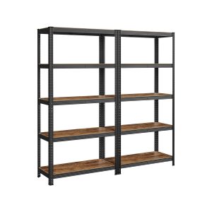 Juego de 2 estanterías 40x90x180 cm marrón rústico y negro