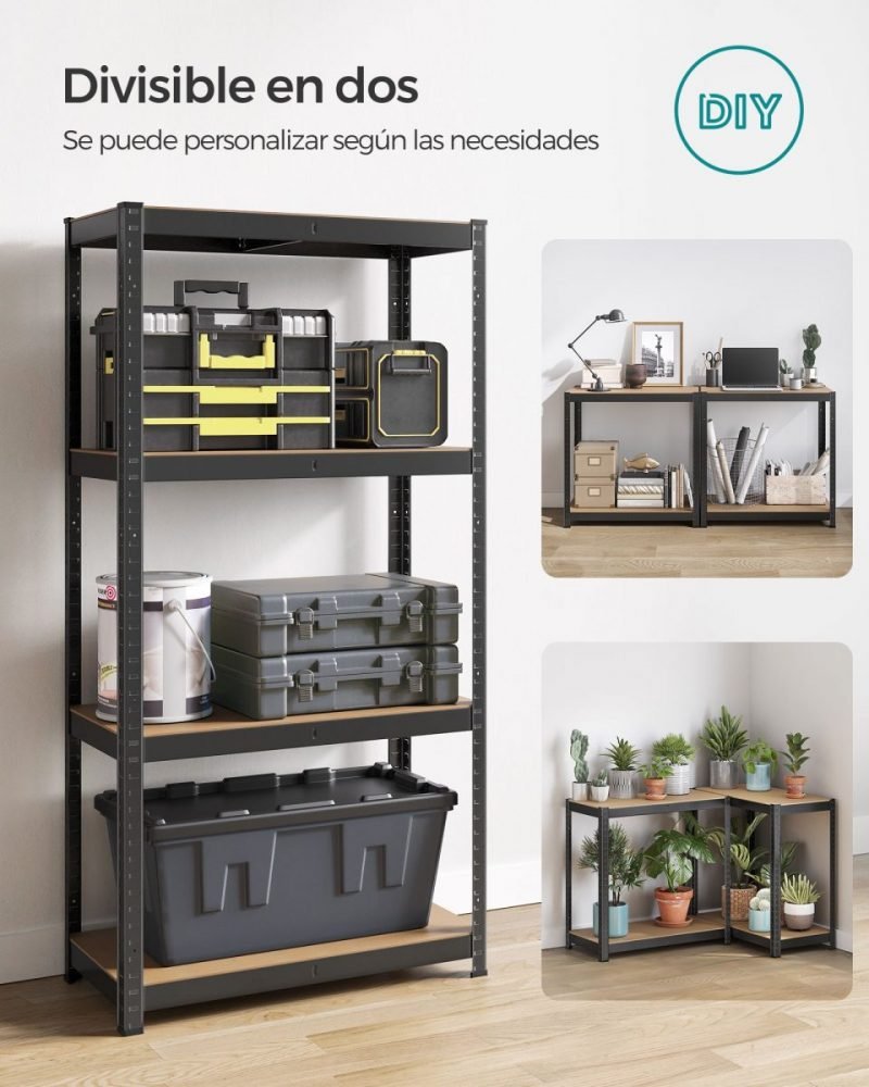 Estantería pesada de 4 niveles 40x80x160 cm negro - Imagen 2