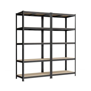 Juego de 2 estanterías pesadas de 5 niveles negro 50x100 cm