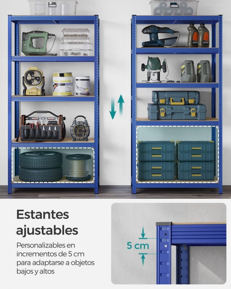 Estantería de 5 niveles, 200x100x50 cm, 875 kg, azul - Imagen 4