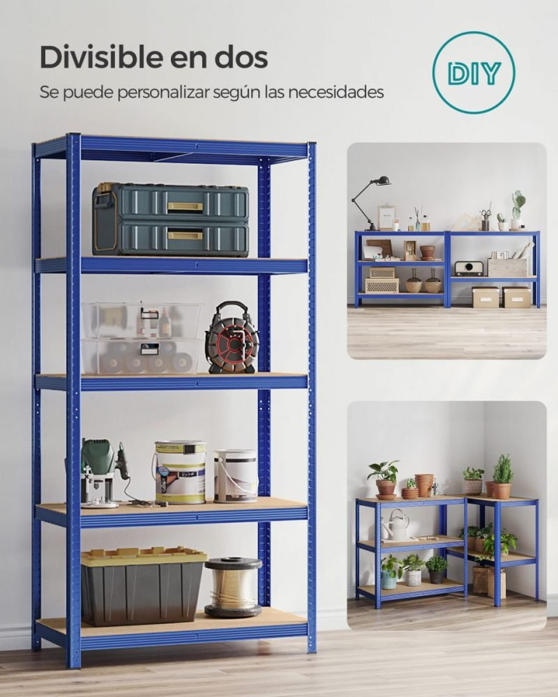 Estantería de 5 niveles, 200x100x50 cm, 875 kg, azul - Imagen 2