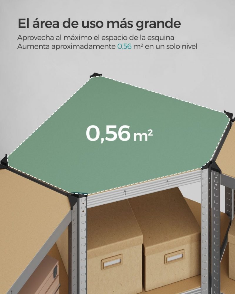 Estantería esquinera 4 niveles plata y beige - Imagen 5