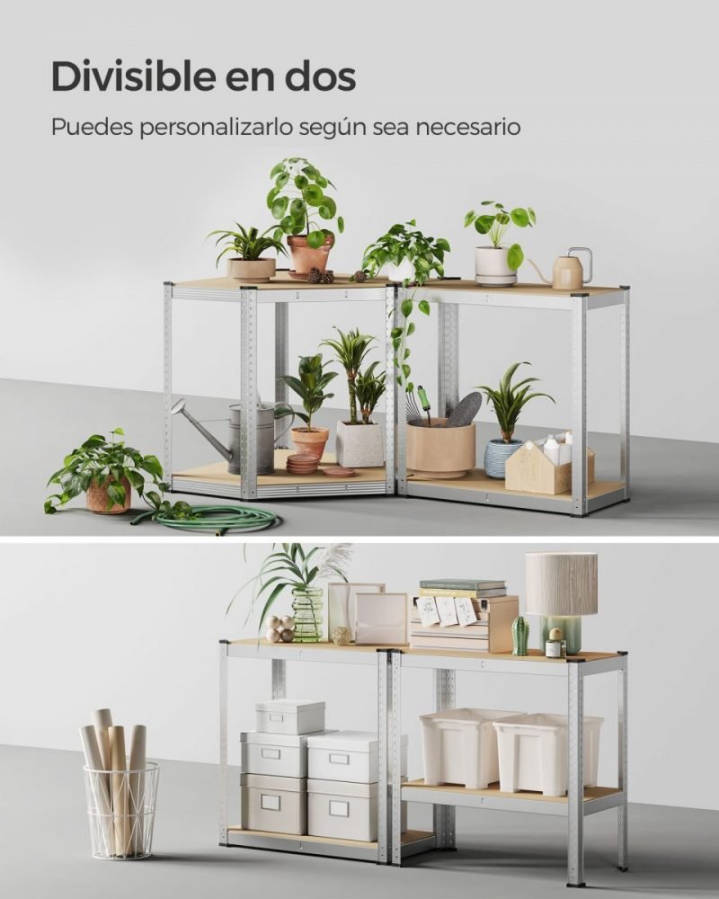 Estantería esquinera 4 niveles plata y beige - Imagen 4
