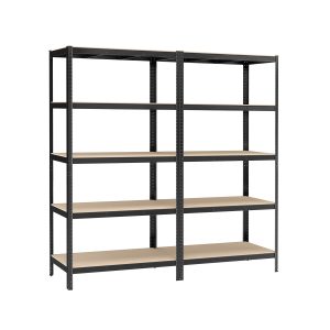 Juego de 2 estanterías pesadas de 5 niveles negro 60x120 cm