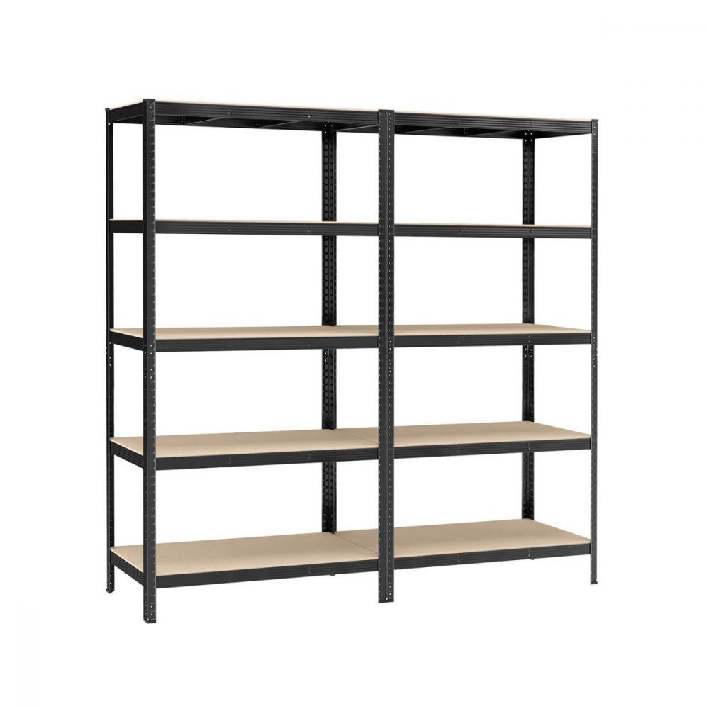 Juego de 2 estanterías pesadas de 5 niveles negro 60x120 cm