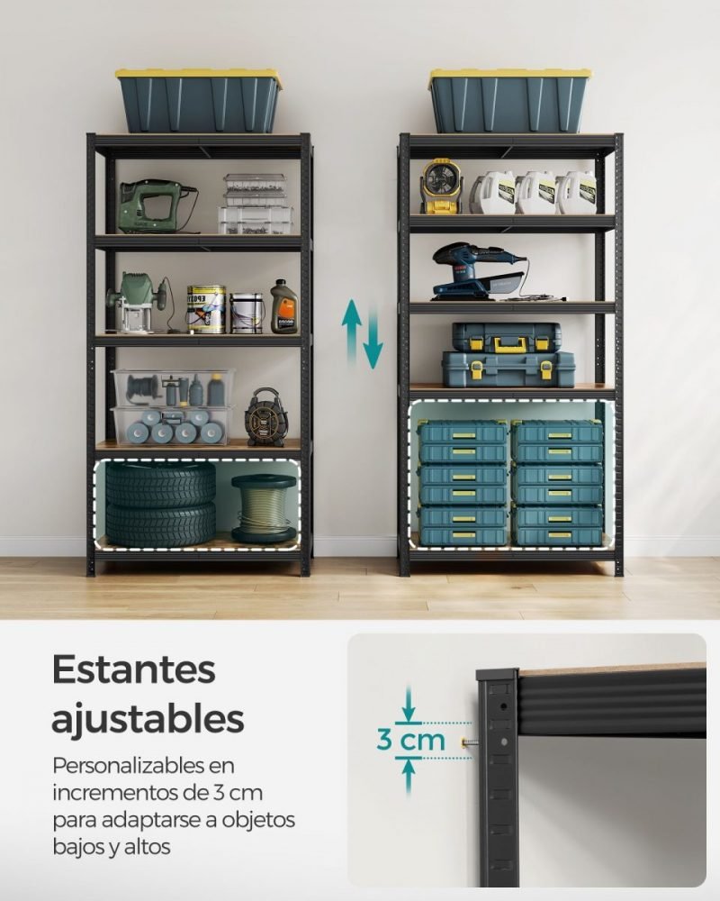 Estantería de 5 niveles, 200x120x60 cm, 875 kg, marrón rústico - Imagen 4