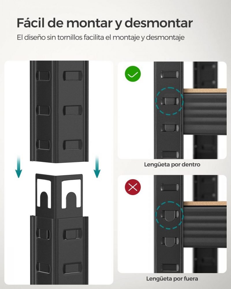 Estantería de 5 niveles, 200x120x60 cm, 875 kg, marrón rústico - Imagen 5
