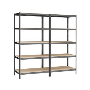 Juego 2 estanterías pesadas 5 niveles 60x120x200 gris brumoso