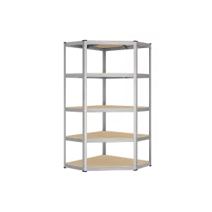 Estantería Esquinera de 5 Niveles Plata Pálido y Beige Natural