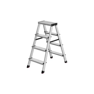 Escalera Plegable con 4 Peldaños Gris Plata y Negro Tinta