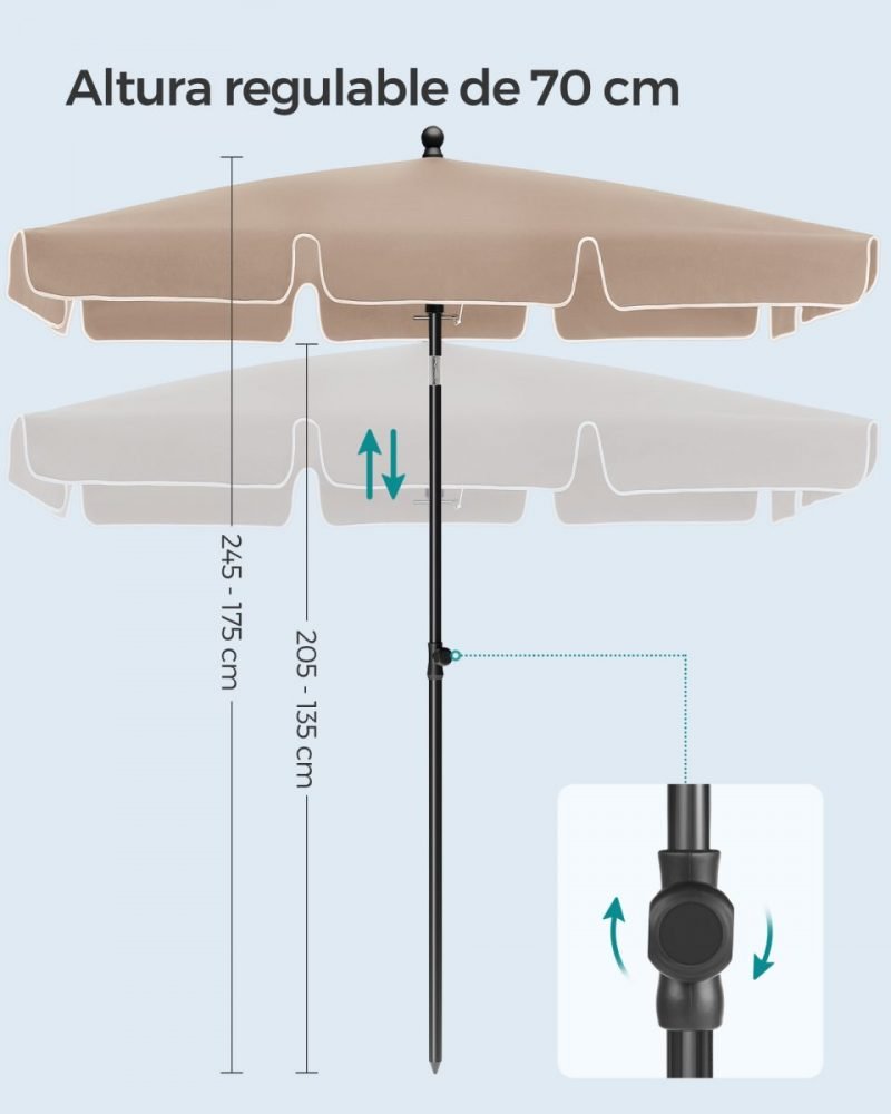 Sombrilla terraza 230x150 cm inclinación altura ajustable - Imagen 3