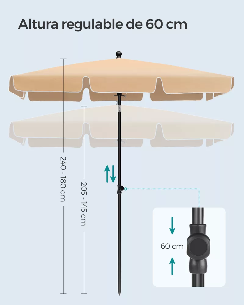 Sombrilla de Terraza 180 x 125 cm Topo - Imagen 4