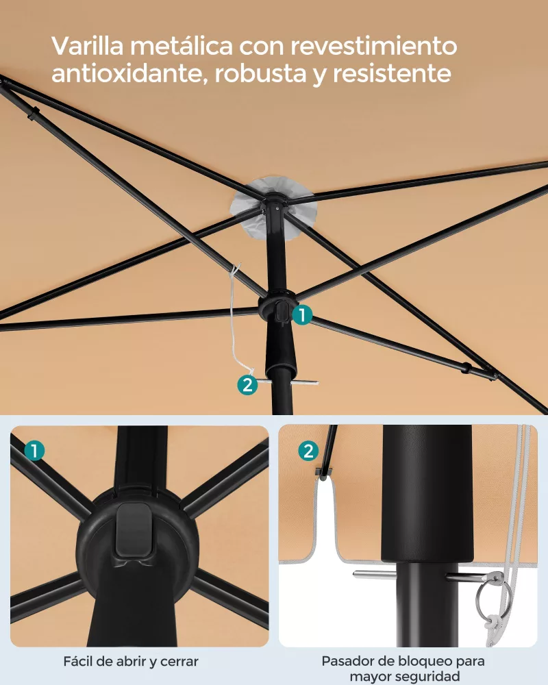 Sombrilla de Terraza 180 x 125 cm Topo - Imagen 6