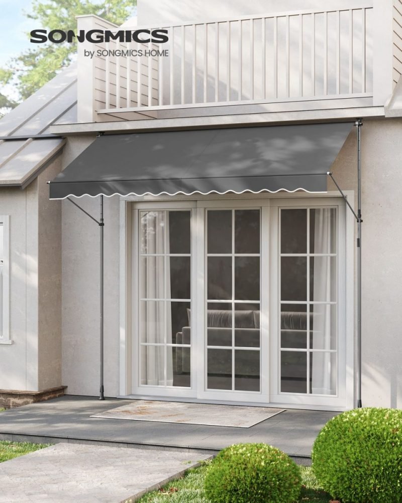 Toldo manual regulable en altura 300x120 cm gris antracita - Imagen 2
