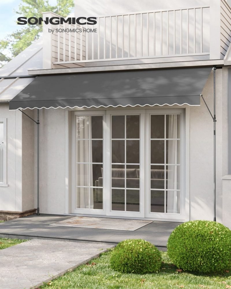 Toldo manual regulable en altura 400x120 cm gris antracita - Imagen 2