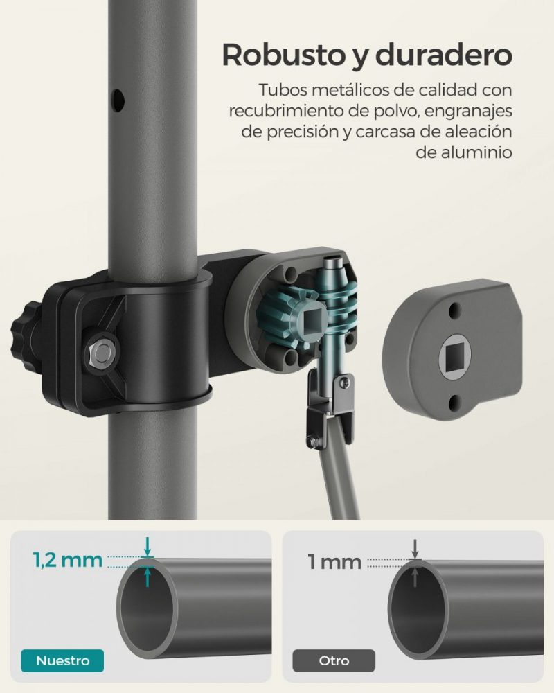 Toldo manual regulable en altura 400x120 cm beige - Imagen 3