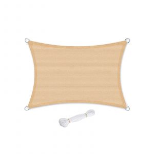 Vela de sombra 3x5 m, hdpe, protección solar, beige