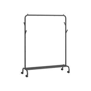 Burro para Ropa con Ruedas Perchero Burro con Barra Acero Negro