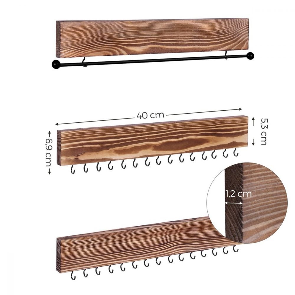 Juego de 3 estanterías de joyas de pared - Imagen 7