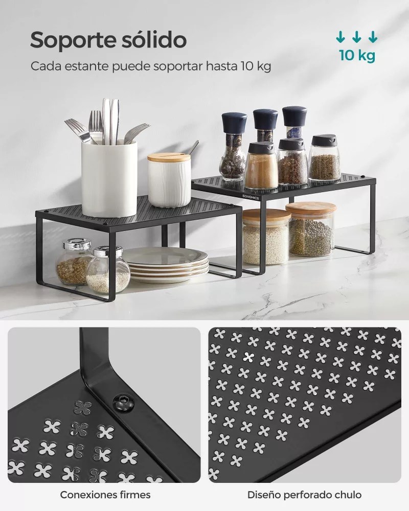 Especiero Organizador para Armarios Juego de 4 Negro Tinta - Imagen 3